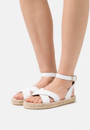Anna Field Läder Espadrilles Sandaler Dam Vita | LAH-215947