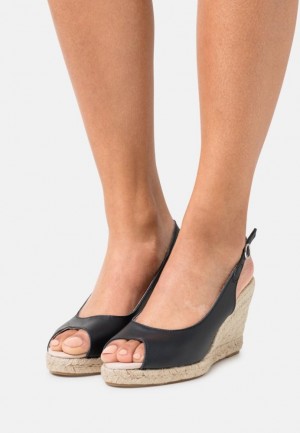 Anna Field Läder Espadrilles Sandaler Dam Mörkblå | HXN-248951