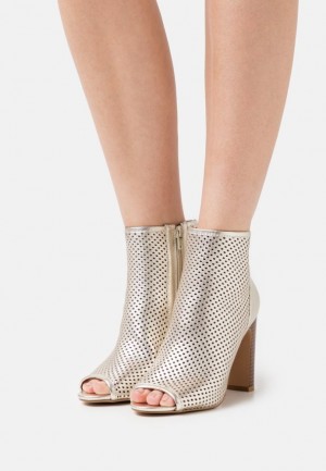 Anna Field Läder High Klackar Ankle Boots Stövletter Dam Guld | BLI-382517