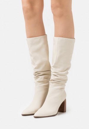 Anna Field Läder High Klackar Boots Stövlar Dam Vita | GVC-384107