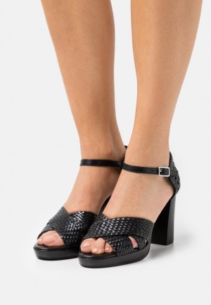 Anna Field Läder High Klackar Sandals Sandaler Dam Svarta | FGH-962805