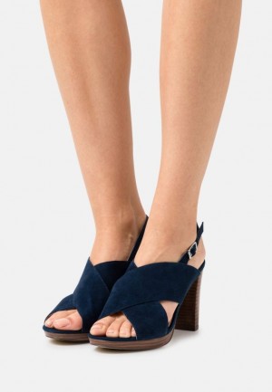 Anna Field Läder High Klackar Sandals Sandaler Dam Mörkblå | RMA-781503