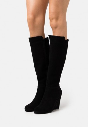 Anna Field Läder Kilklack Boots Stövlar Dam Svarta | ITU-168273