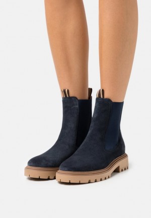 Anna Field Läder Klassiska Ankle Boots Stövletter Dam Mörkblå | CAN-376429
