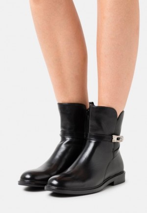Anna Field Läder Klassiska Ankle Boots Stövletter Dam Svarta | SOE-584926