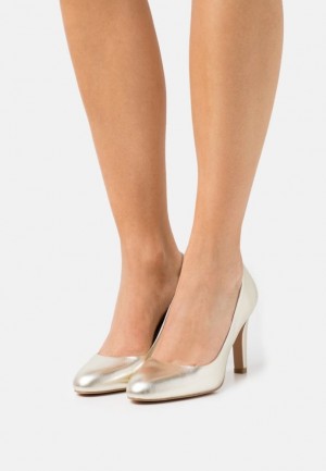 Anna Field Läder Klassiska Heels Klackar Dam Guld | OCY-629854