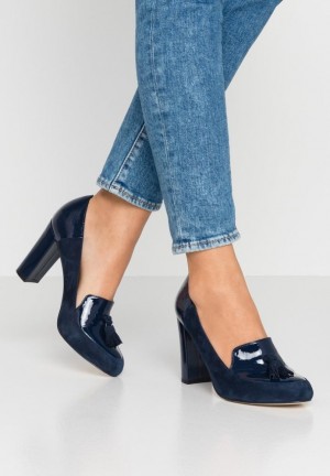 Anna Field Läder Klassiska Heels Klackar Dam Mörkblå | HVB-210835