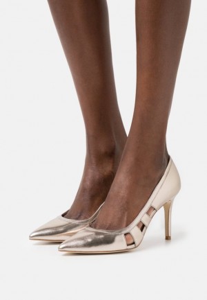 Anna Field Läder Klassiska Heels Klackar Dam Guld | VLY-471356