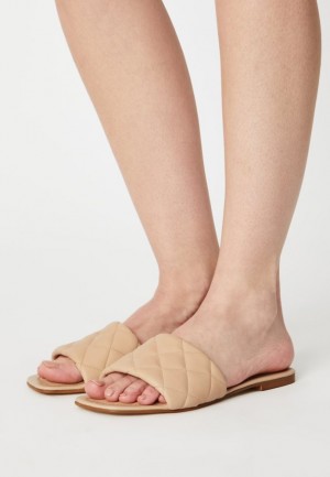 Anna Field Läder Mules Tofflor Dam Beige | YTF-235074