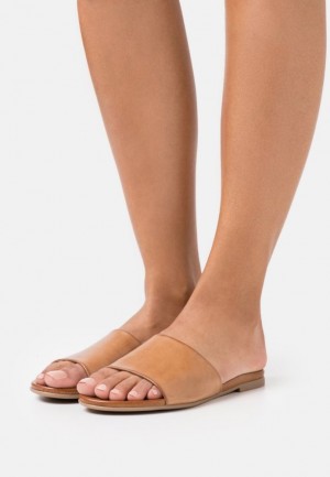 Anna Field Läder Mules Tofflor Dam Beige | KWY-086529