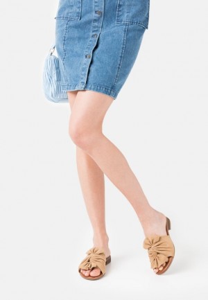 Anna Field Läder Mules Tofflor Dam Beige | ABF-540973