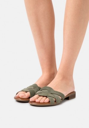 Anna Field Läder Mules Tofflor Dam Khaki | CMR-875391