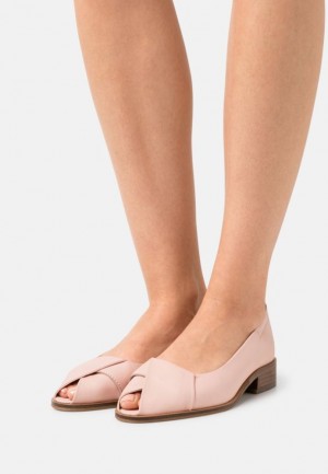 Anna Field Läder Peeptoe Ballet Pumps Ballerina Dam Beige | EPC-946157