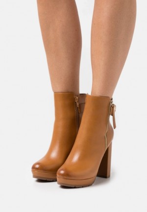 Anna Field Läder Platform Ankle Boots Stövletter Dam Bruna | NFK-735182