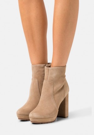 Anna Field Läder Platform Ankle Boots Stövletter Dam Beige | HVI-019423