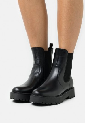 Anna Field Läder Platform Ankle Boots Stövletter Dam Svarta | CGQ-781942