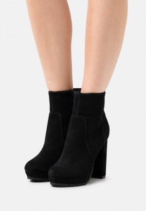 Anna Field Läder Platform Ankle Boots Stövletter Dam Svarta | WPD-183257
