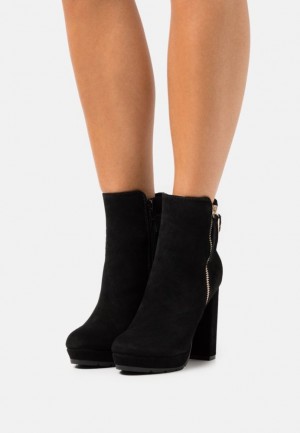 Anna Field Läder Platform Ankle Boots Stövletter Dam Svarta | PHR-231649
