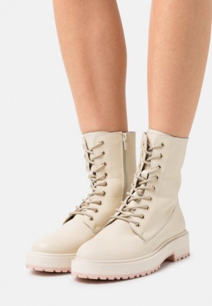 Anna Field Läder Platform Ankle Boots Stövletter Dam Beige | PFY-972046