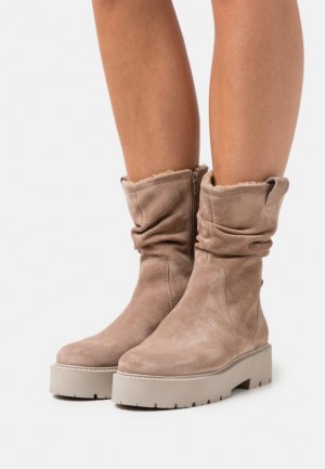 Anna Field Läder Platform Boots Stövlar Dam Beige | YVS-672350