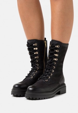 Anna Field Läder Platform Boots Stövlar Dam Svarta | TMN-063721