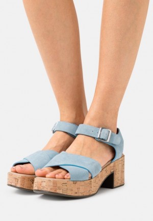 Anna Field Läder Platform Sandals Sandaler Dam Ljusblå | ZWU-584260
