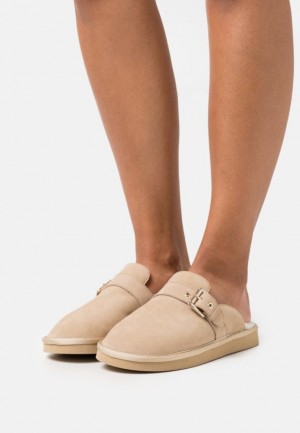 Anna Field Läder Slippers Tofflor Dam Beige | URP-456930