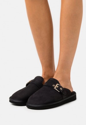 Anna Field Läder Slippers Tofflor Dam Svarta | ZAC-827034