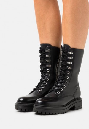Anna Field Läder Spets Up Ankle Boots Stövletter Dam Svarta | KPQ-490837
