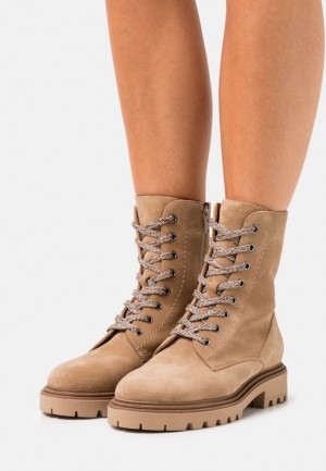Anna Field Läder Spets Up Ankle Boots Stövletter Dam Beige | JOU-547689