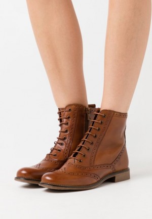 Anna Field Läder Spets Up Ankle Boots Stövletter Dam Bruna | HWA-879134