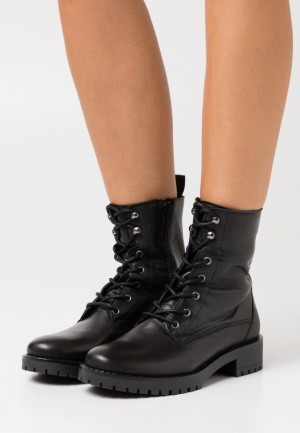Anna Field Läder Spets Up Ankle Boots Stövletter Dam Svarta | HAZ-254960