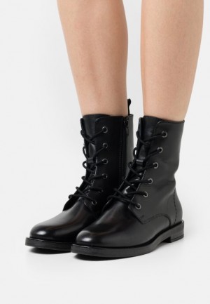 Anna Field Läder Spets Up Ankle Boots Stövletter Dam Svarta | EGL-194087