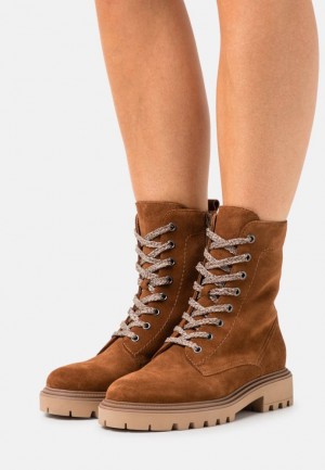 Anna Field Läder Spets Up Ankle Boots Stövletter Dam Bruna | STZ-659320