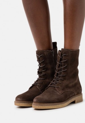 Anna Field Läder Spets Up Ankle Boots Stövletter Dam Bruna | QRT-821976