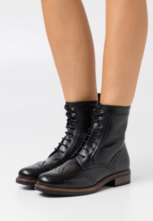 Anna Field Läder Spets Up Ankle Boots Stövletter Dam Svarta | YZH-514298