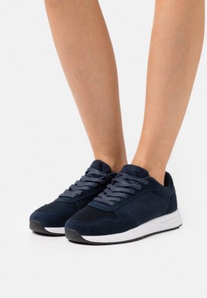 Anna Field Läder Trainers Sneakers Dam Mörkblå | JGP-125604