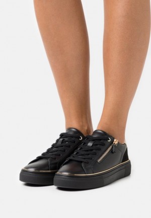 Anna Field Läder Trainers Sneakers Dam Svarta | EIB-843716