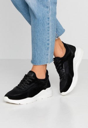 Anna Field Läder Trainers Sneakers Dam Svarta | DTL-376429