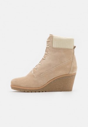 Anna Field Läder Vinter Boot Kilklack Ankle Boots Stövletter Dam Bruna | JQM-348597