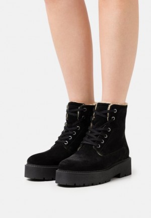 Anna Field Läder Vinter Boots Stövletter Dam Svarta | LFO-134570