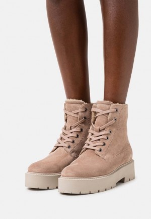 Anna Field Läder Vinter Boots Stövletter Dam Beige | QXN-075132