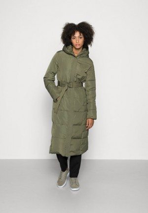 Anna Field Long Coat With Hood Vinter Coat Kappa Dam Khaki | ONR-185349