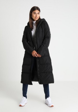 Anna Field Long Coat With Hood Vinter Coat Kappa Dam Svarta | NGM-843071