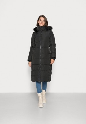 Anna Field Long Puffer With Hood Vinter Coat Kappa Dam Svarta | CSL-931547