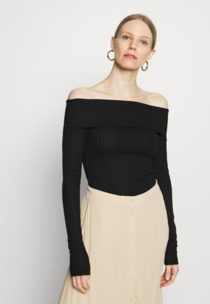 Anna Field Long Sleeved Top T-shirt Dam Svarta | MLS-392715