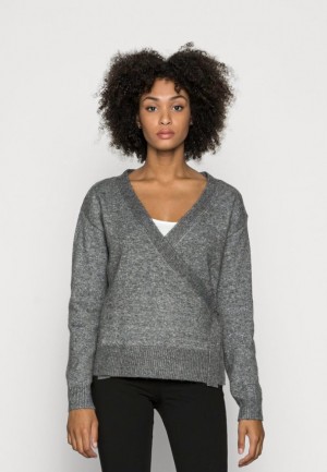 Anna Field Loose Fit Wrap Jumper Pullover Dam Mörkgrå | YRT-023951