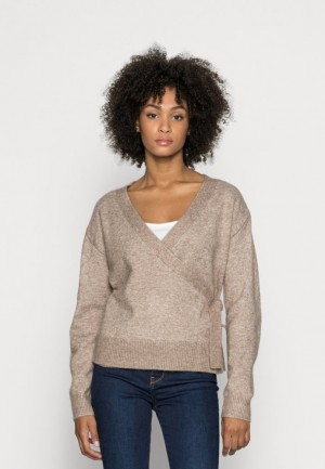 Anna Field Loose Fit Wrap Jumper Pullover Dam Grå Bruna | WLG-061783