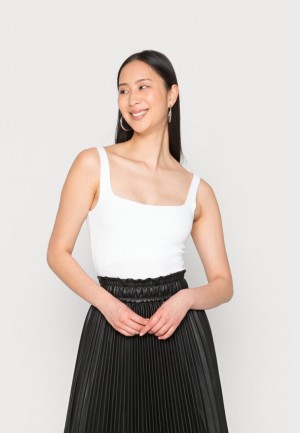 Anna Field Minimal Tank With Square Round Neckline Top T-shirt Dam Vita | MXU-948271