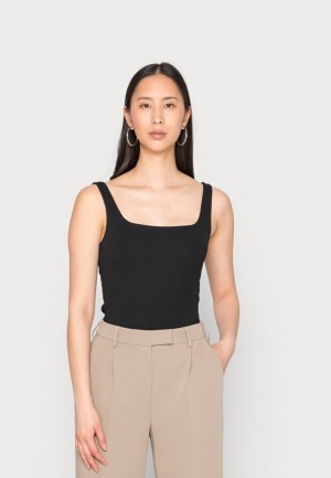 Anna Field Minimal Tank With Square Round Neckline Top T-shirt Dam Svarta | XMV-873201
